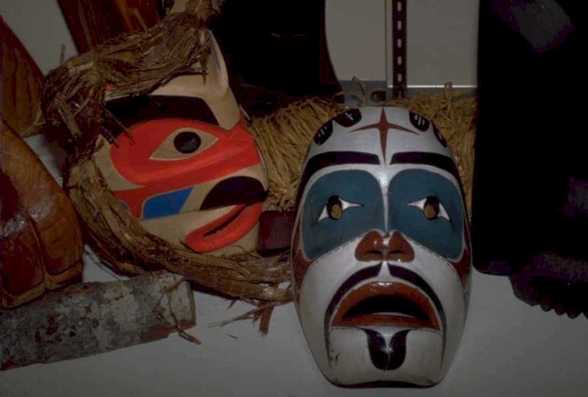 tlingitmasks ravenbear display 1980s 1990s A4 Photo Print