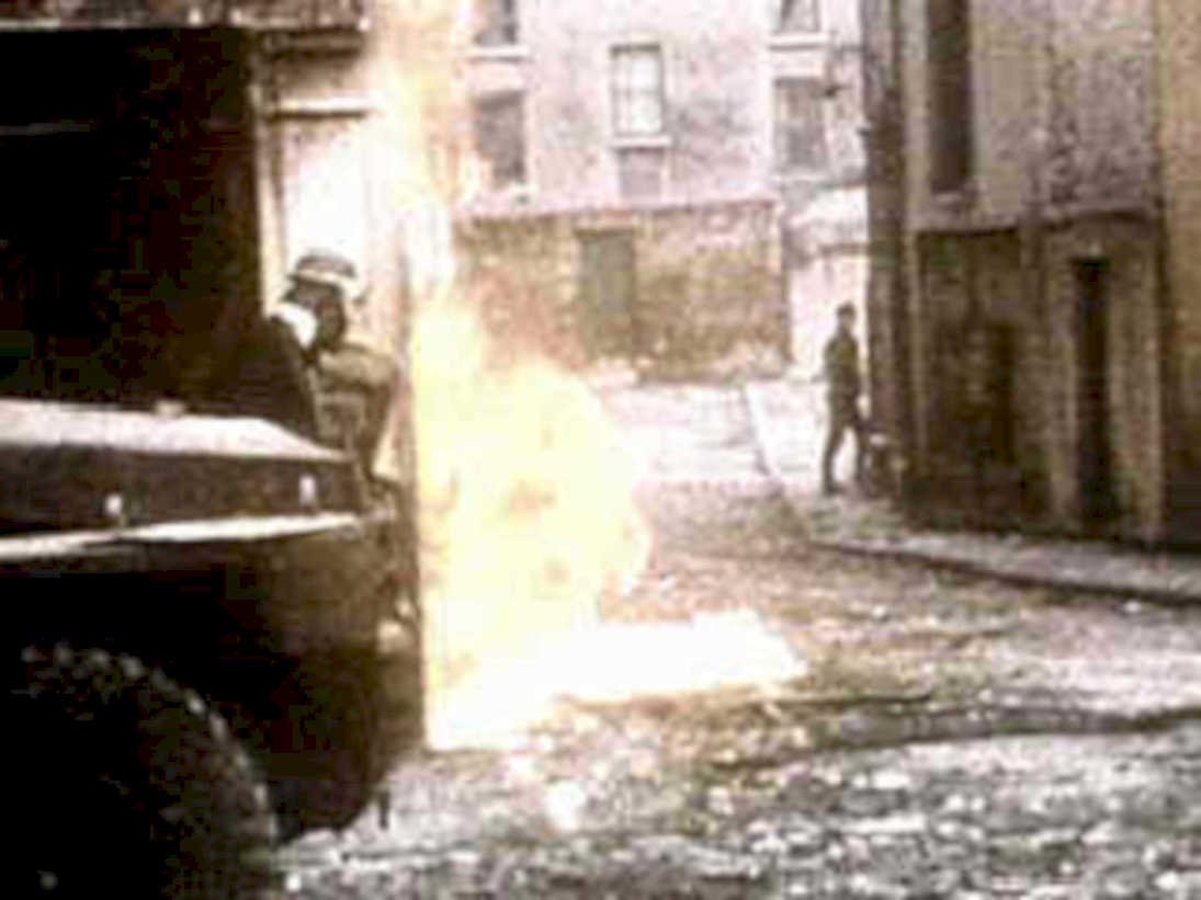 tracked vehicle flames1980s 1990s A4 Photo Print