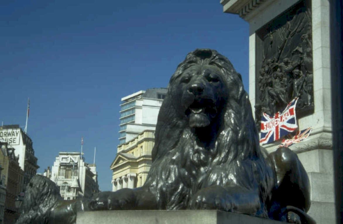 trafalgar square lion 1980s 1990s A4 Photo Print