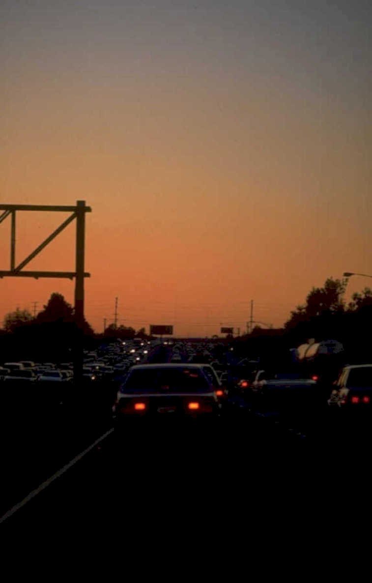 traffic sunset highway 1980s 1990s A4 Photo Print