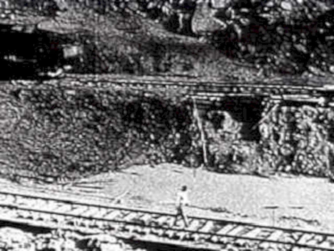traintracks embankment figure1980s 1990s A4 Photo Print