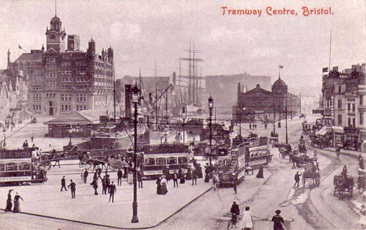 tramway centre bristolVintage 1880s 1900s A4 Photo Print