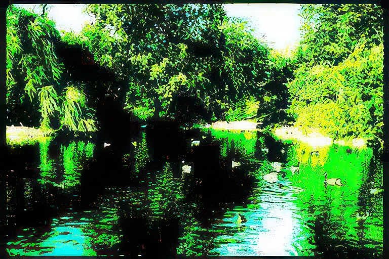 tranquil lake ducks Vintage A4 Photo Print