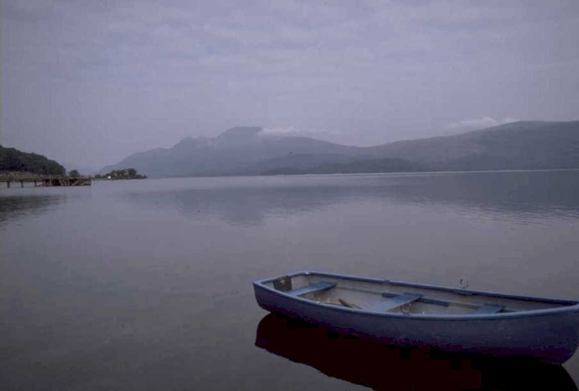 tranquil lake rowboat 1980s 1990s A4 Photo Print
