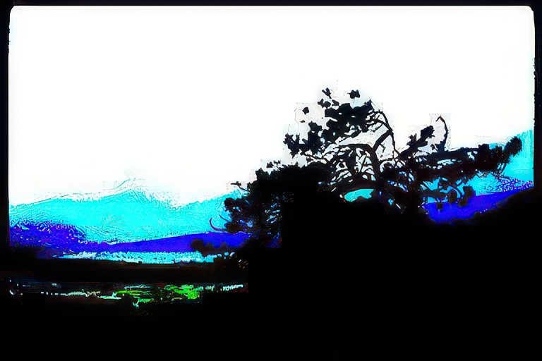 tree mountains dusk Vintage A4 Photo Print