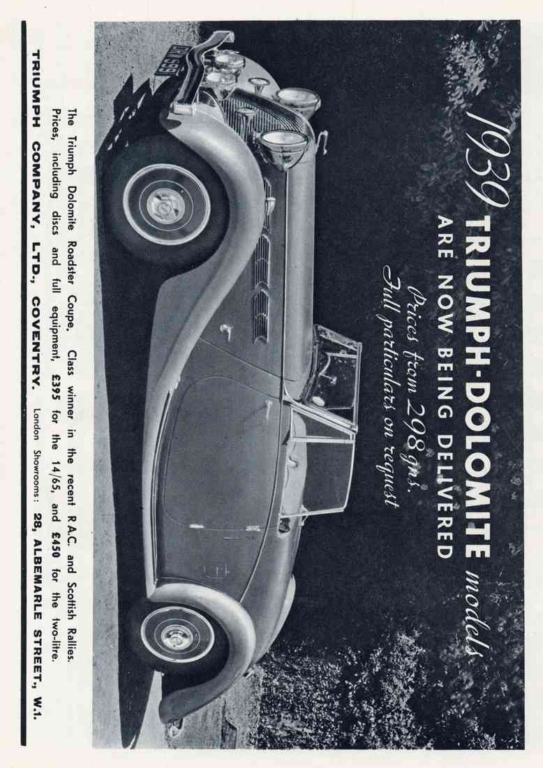 triumph 1939 dolomite roadster 2 A4 Photo Print