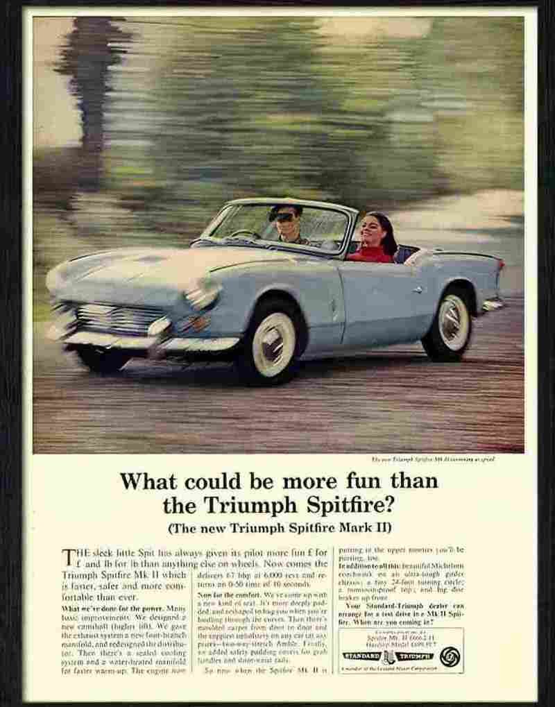 triumph spitfire mk11 car 1960s 2 Advert A4 Photo Print