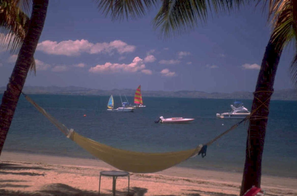 tropical beach scene 1980s 1990s A4 Photo Print