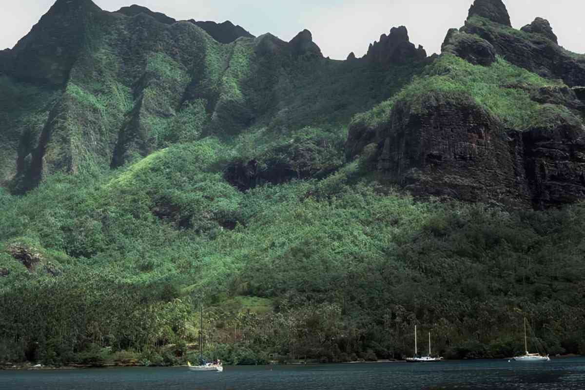 tropical island sailboats A4 Photo Print