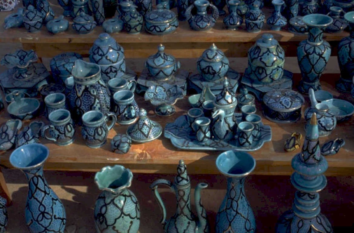 turquoise blue pottery 1980s 1990s A4 Photo Print