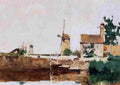 twa Windmills Dordrecht Art A4 Photo Print