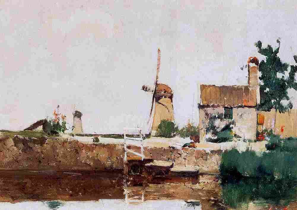 twa Windmills Dordrecht Art A4 Photo Print