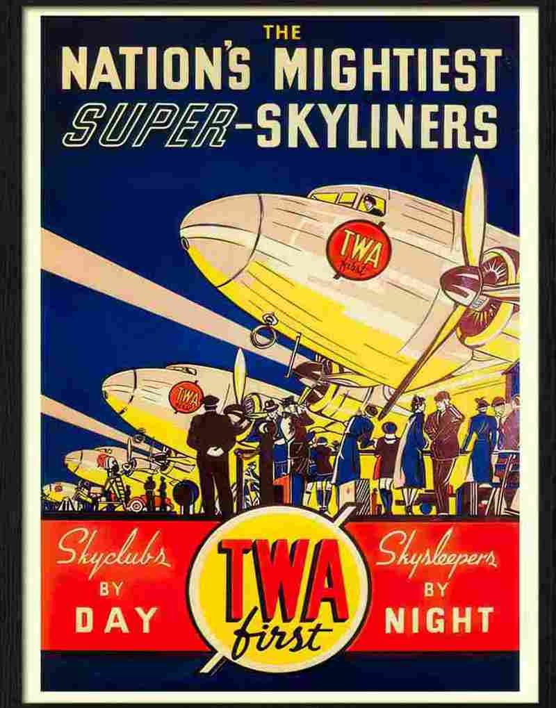 twa dc3 airline poster 1937 2 Advert A4 Photo Print