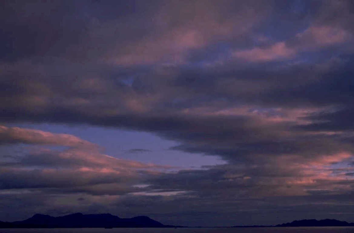 twilight ocean mountains 1980s 1990s A4 Photo Print