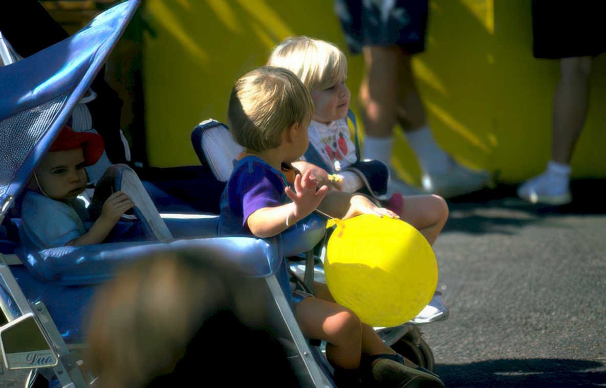 twins stroller balloon Vintage A4 Photo Print