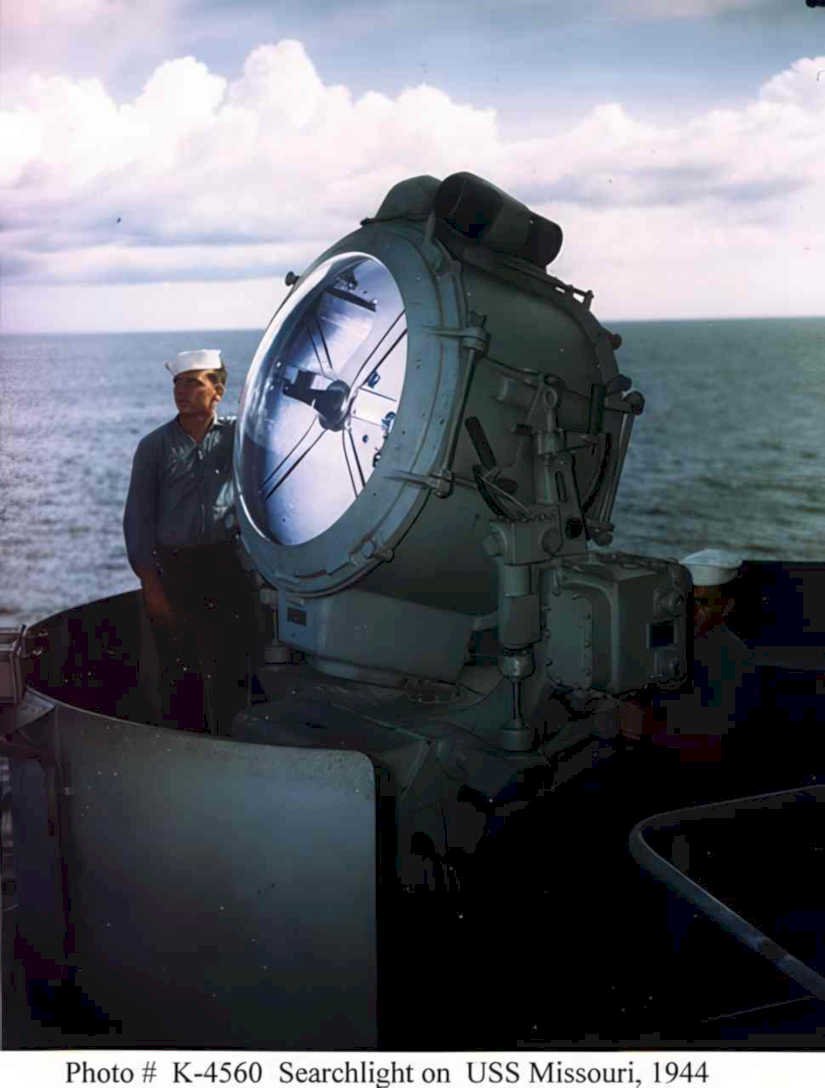 uss missouri searchlight Vintage world war A4 Photo Print