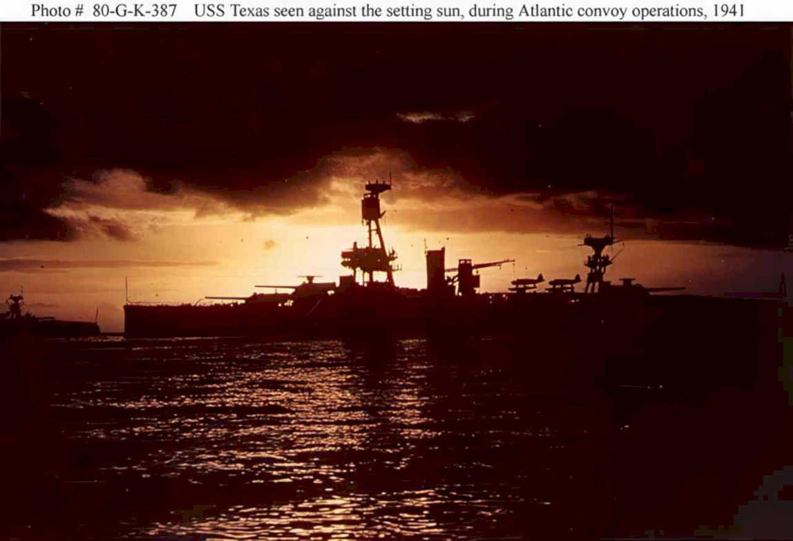 uss texas sunset Vintage world war A4 Photo Print