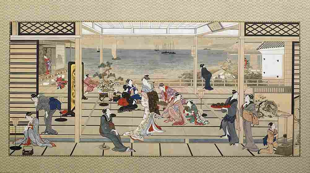 utamaro Moonlight Revelry at Dozo Sagami Art A4 Photo Print