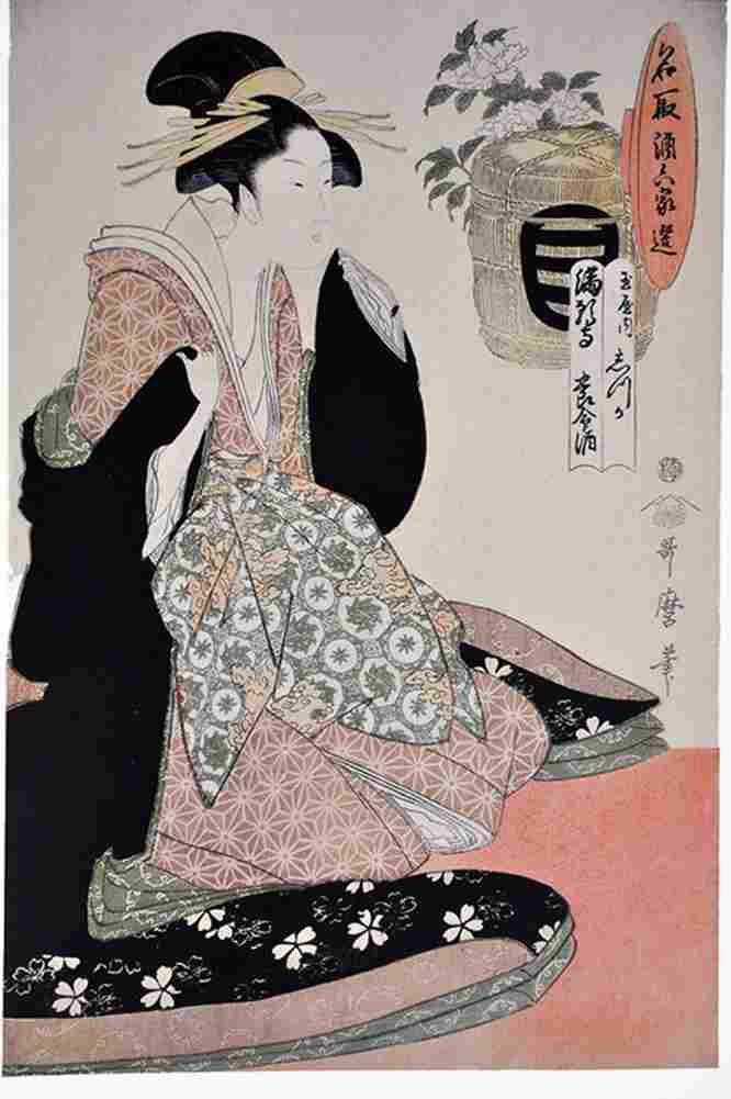 utamaro The Courtesan Utamaro and Shizuka sake Yomeishu Art A4 Photo Print