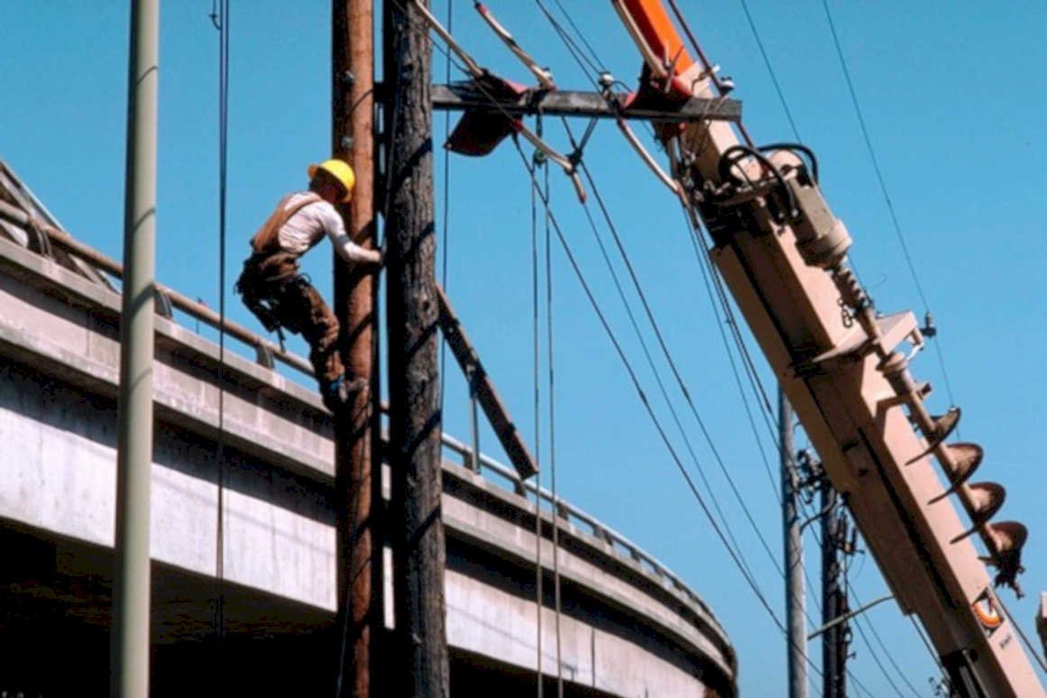 utility worker bucket1980s 1990s A4 Photo Print