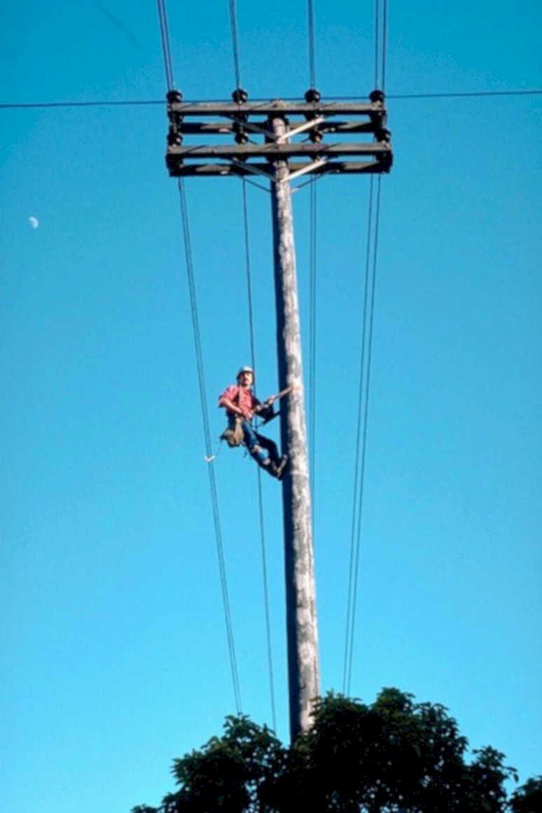 utility worker pole1980s 1990s A4 Photo Print