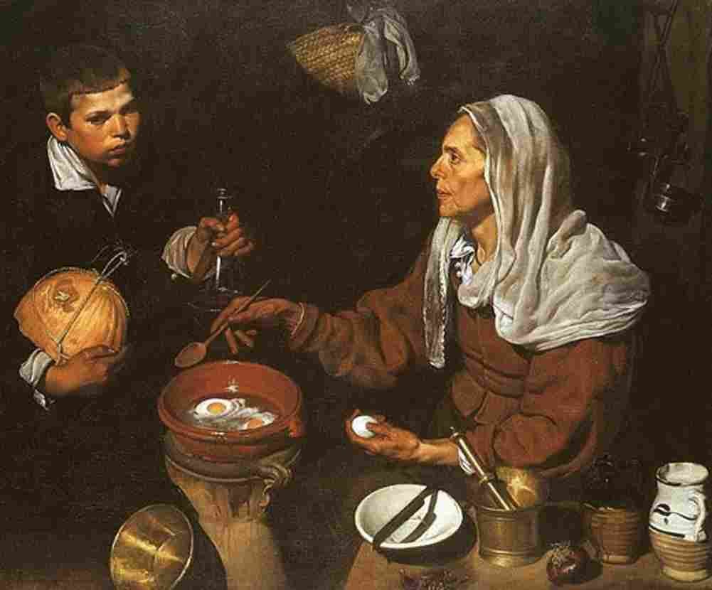 valaz Old Woman frying Eggs Art A4 Photo Print