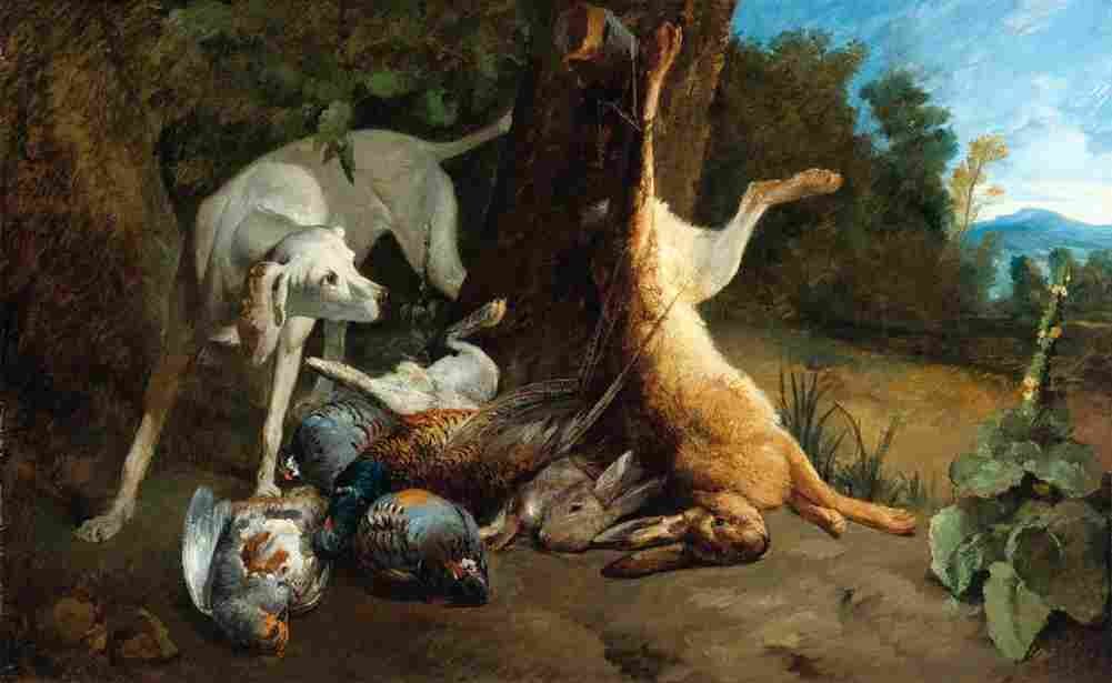 vallayer a hound with dead game in a landscape Art A4 Photo Print
