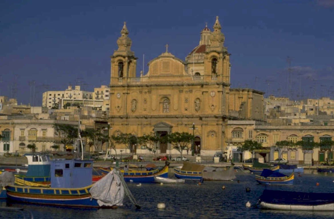valletta harbor cathedral 1980s 1990s A4 Photo Print