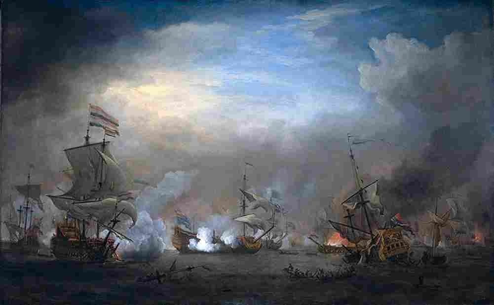 van de velde The Battle of Kijkduin main Art A4 Photo Print