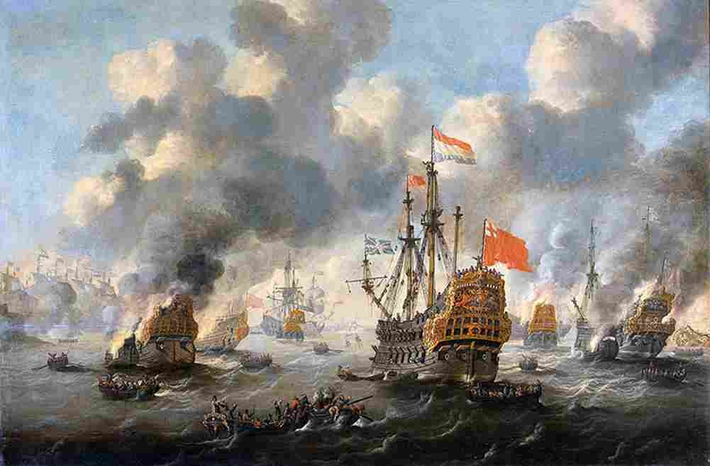 van de velde The Dutch Burn Down the English Fleet Before Chatham Art A4 Photo Print