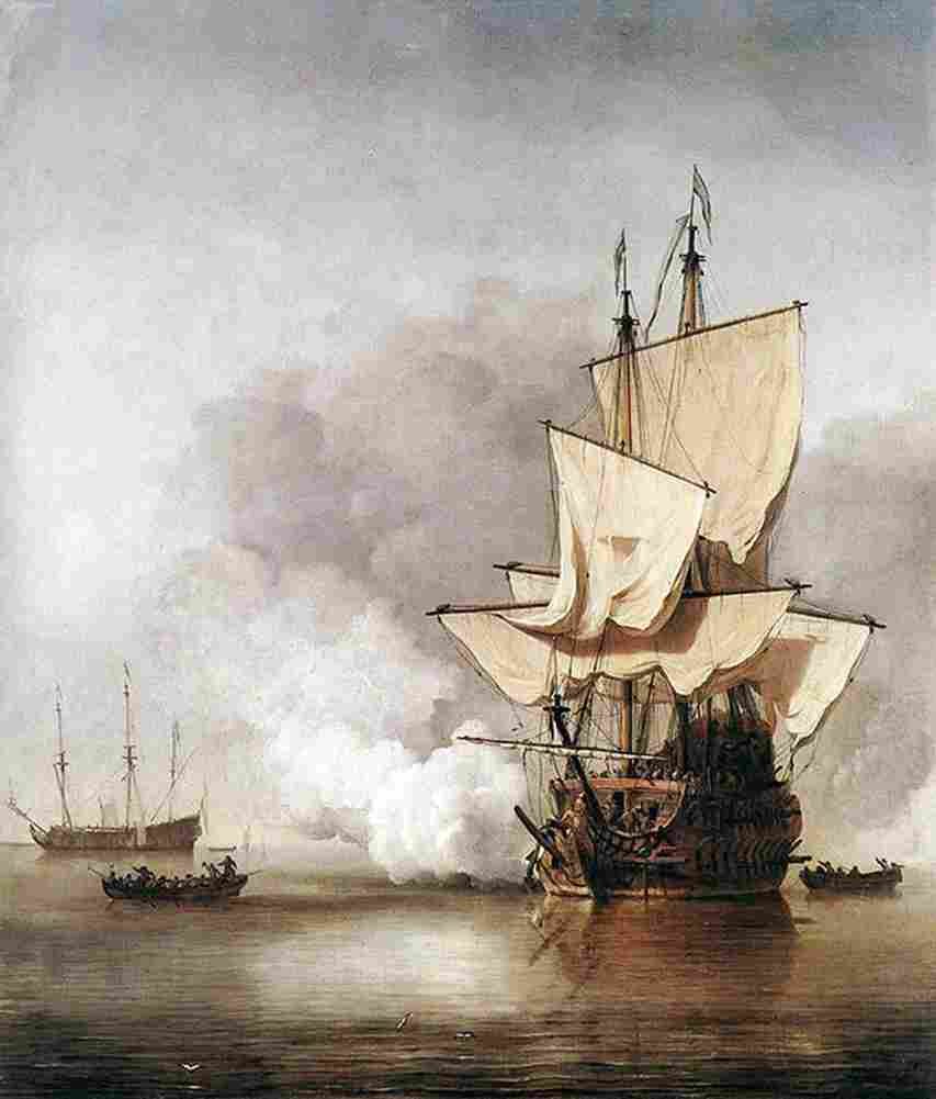 van de velde the cannon shot Art A4 Photo Print