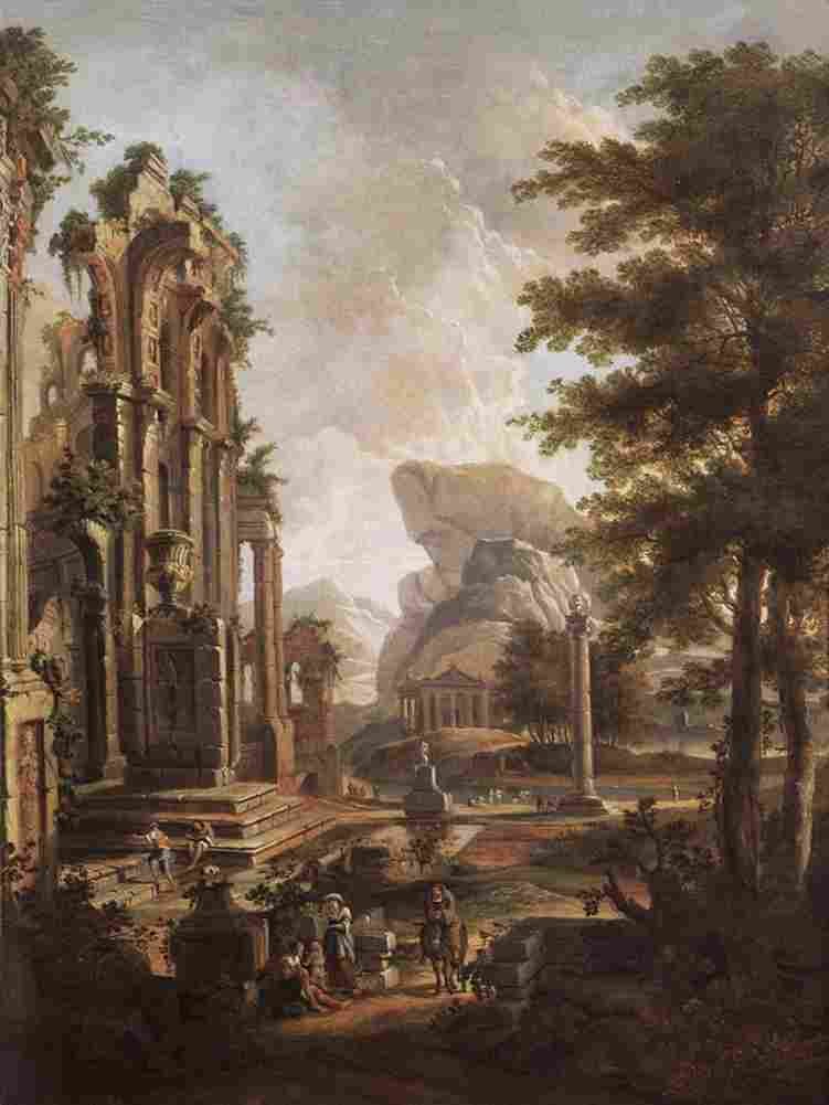 van der hagen capriccio with figures and ruins Art A4 Photo Print