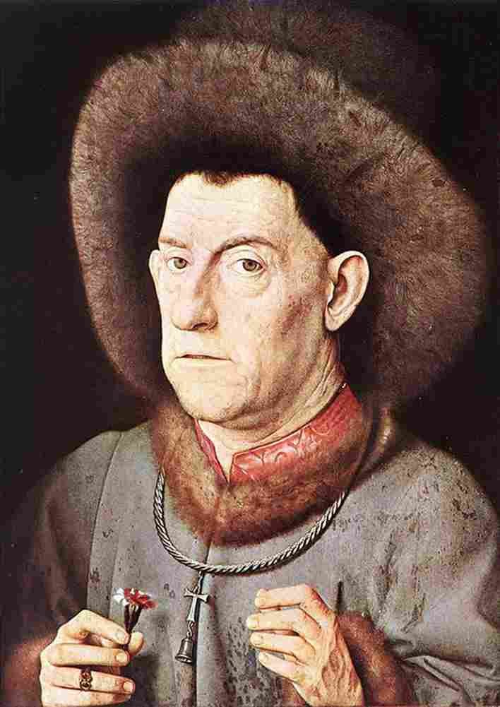 van eyck man with carnation Art A4 Photo Print