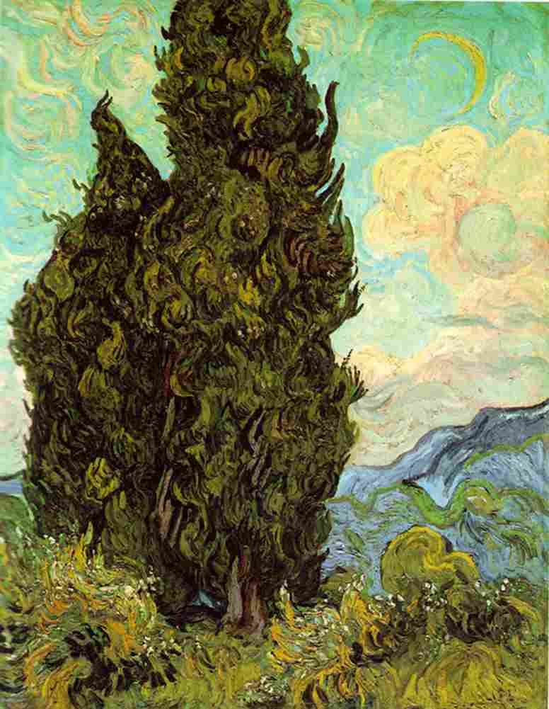 van gogh Cypress Trees Art A4 Photo Print