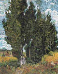 van gogh Cypresses with Two Female Figures Art A4 Photo Print