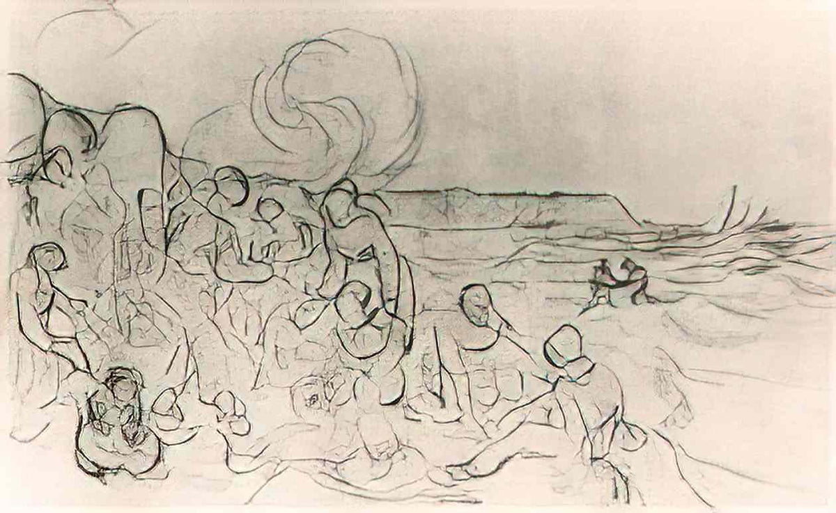 van gogh a group of figures on the beach Art A4 Photo Print