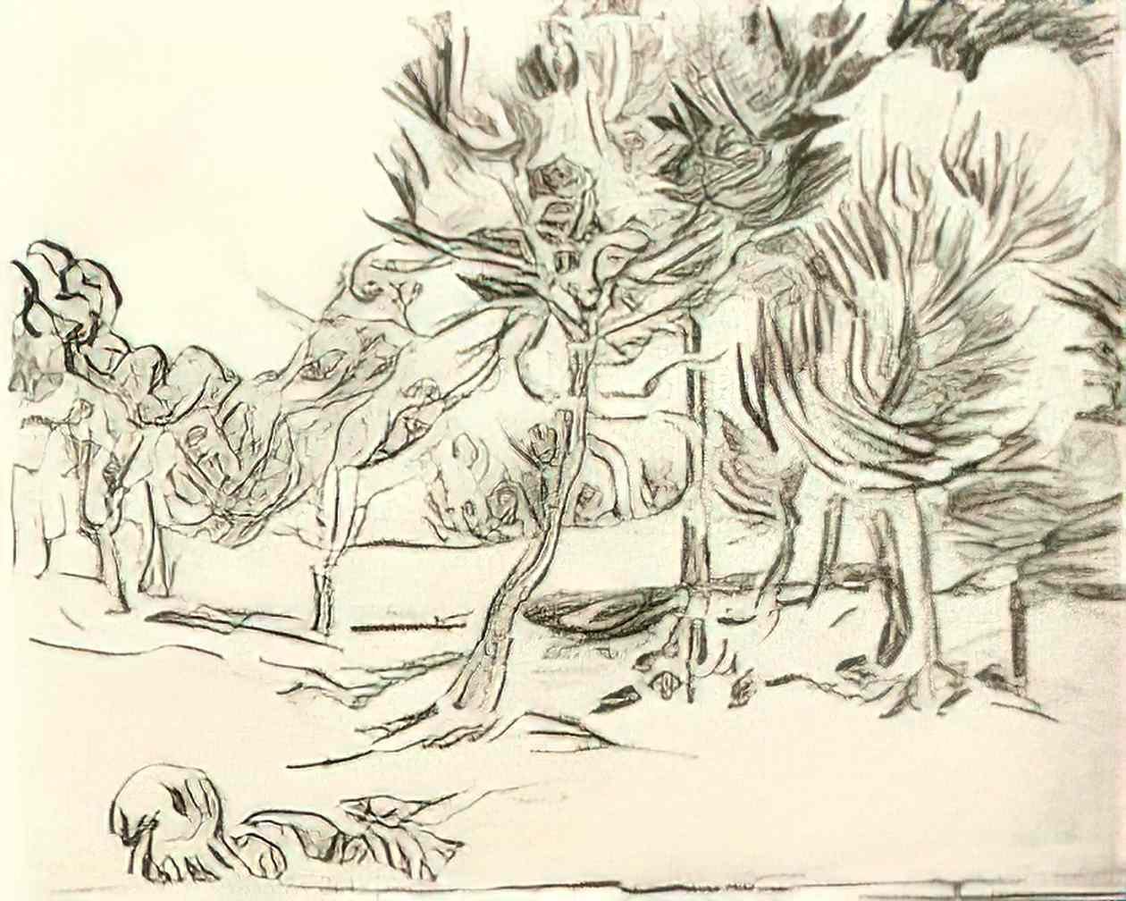 van gogh a group of pine trees 1889 Art A4 Photo Print