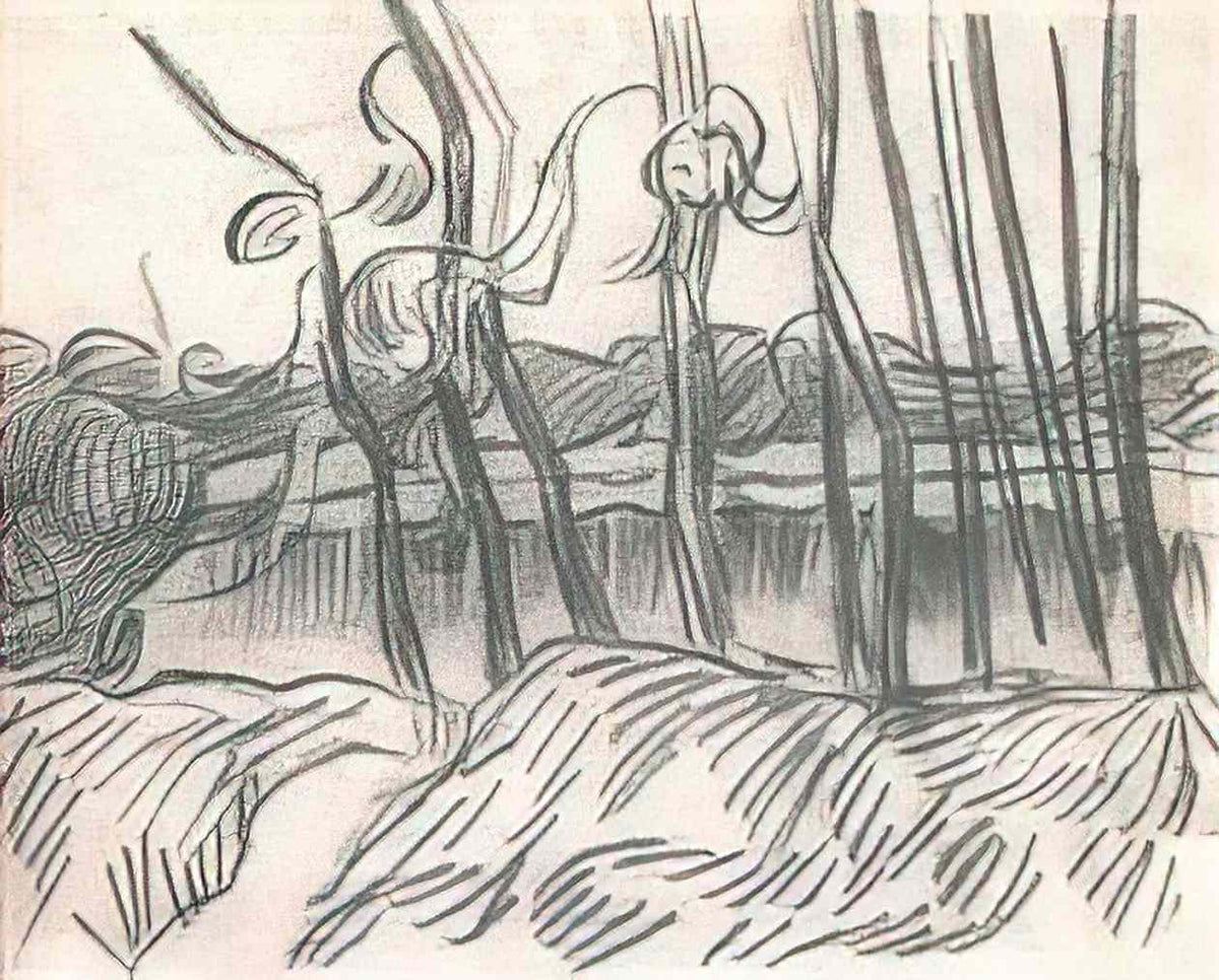 van gogh a row of bare trees 1889 Art A4 Photo Print