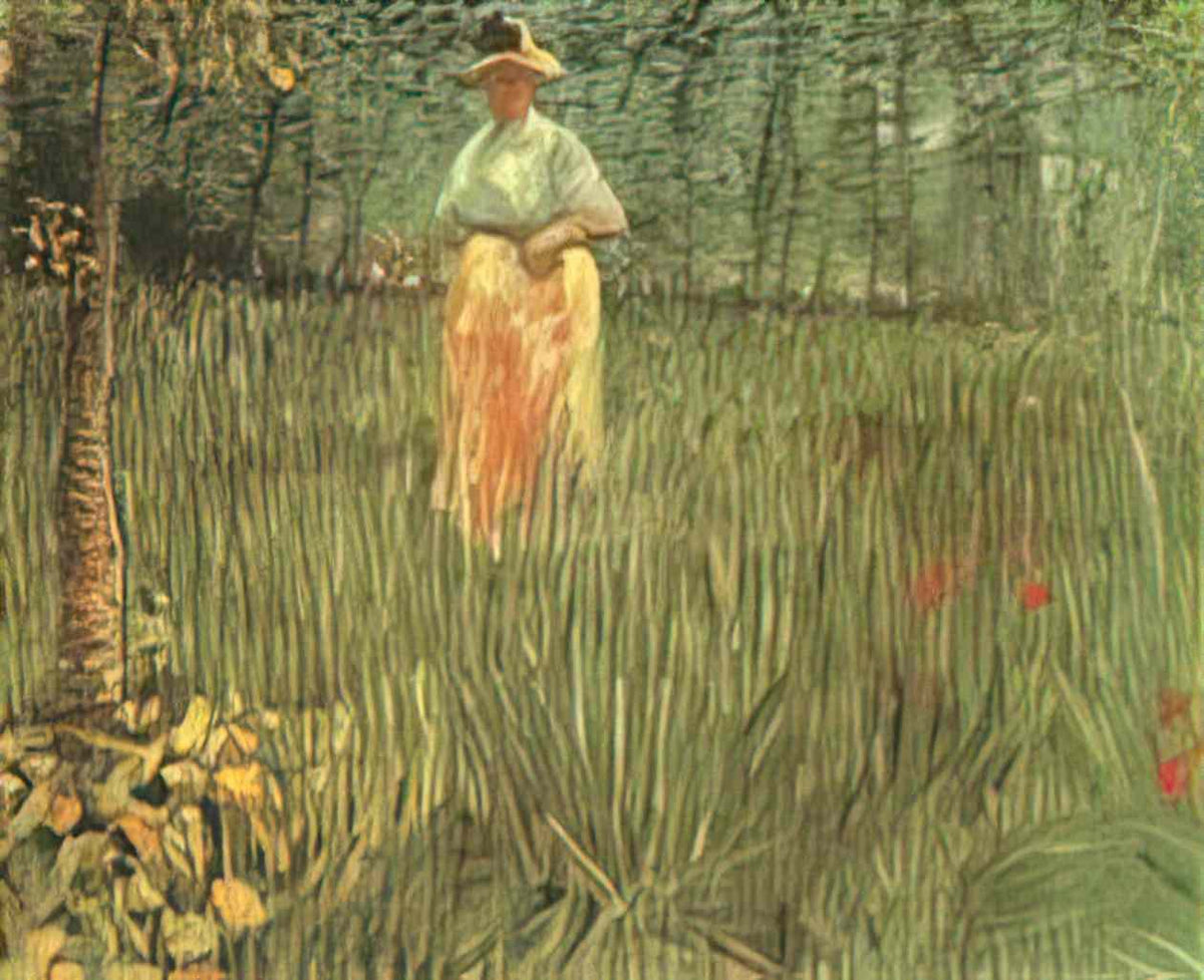 van gogh a woman walking in garden 1887 Art A4 Photo Print