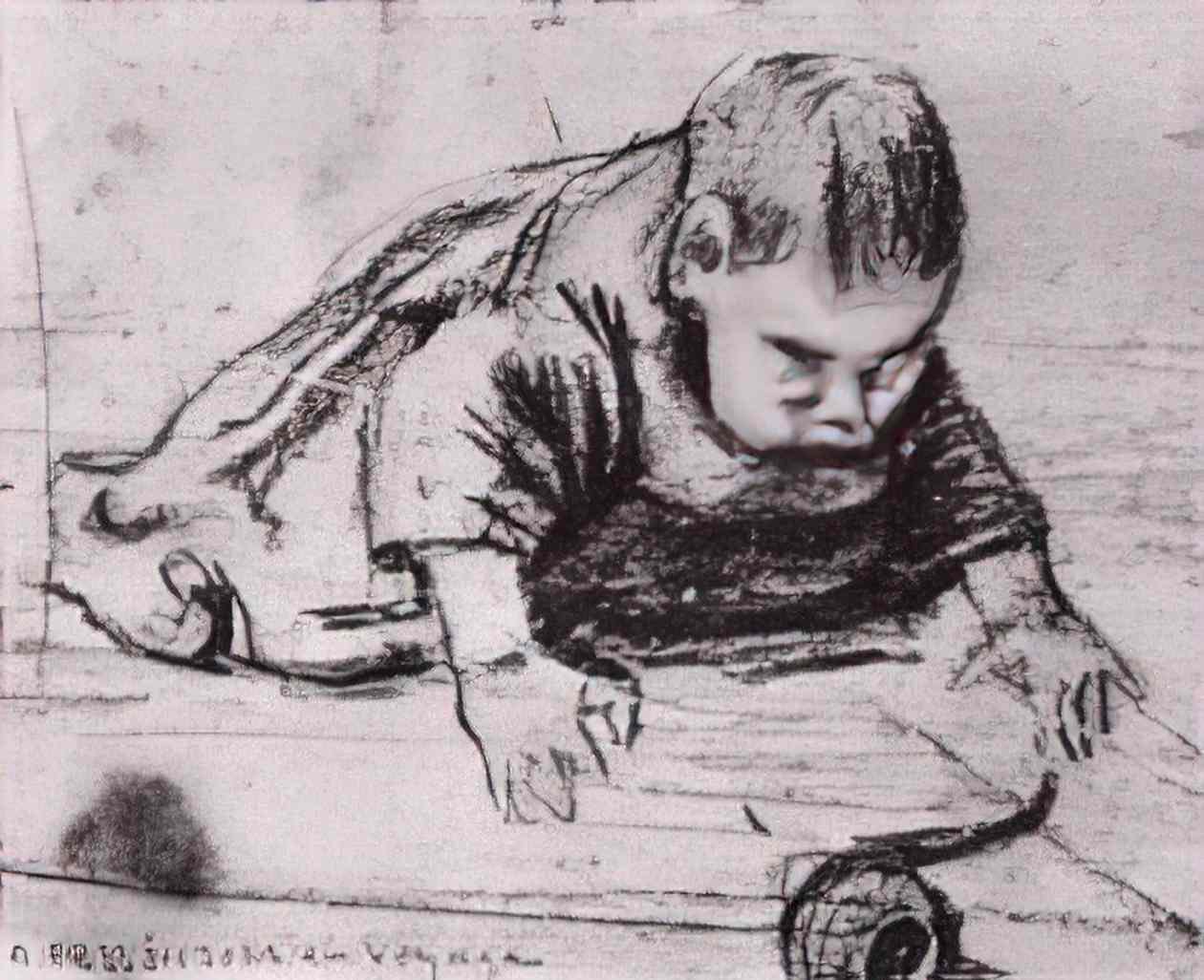 van gogh baby crawling Art A4 Photo Print