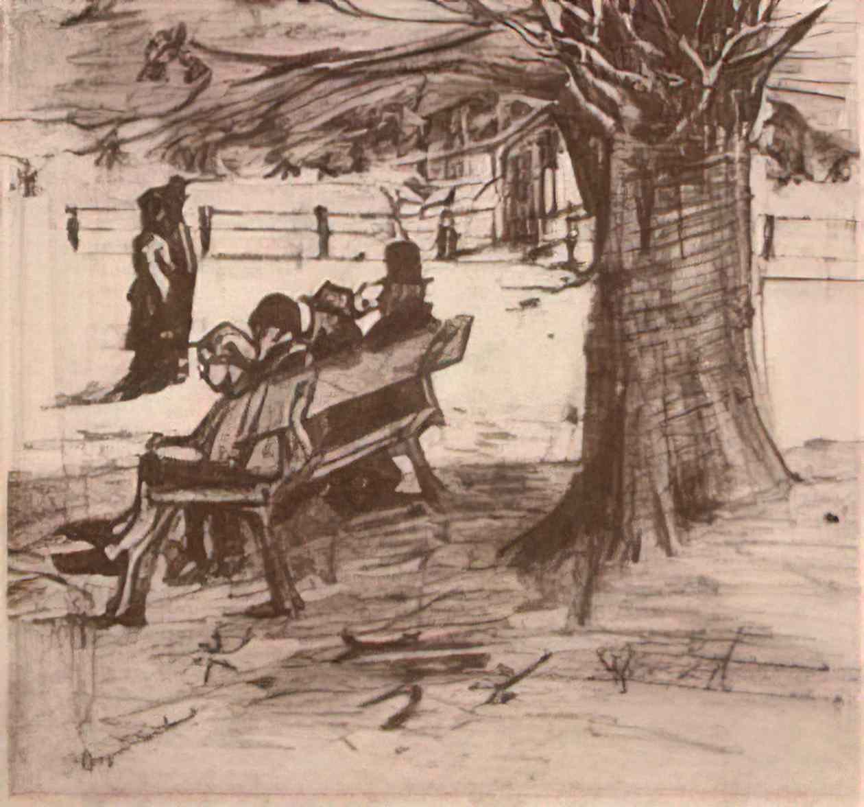 van gogh bench with four persons 1882 Art A4 Photo Print