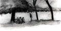 van gogh bench with three persons 1882 Art A4 Photo Print