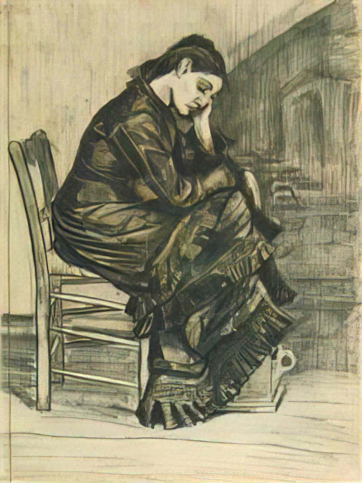 van gogh bent figure of a woman sien 1882 Art A4 Photo Print