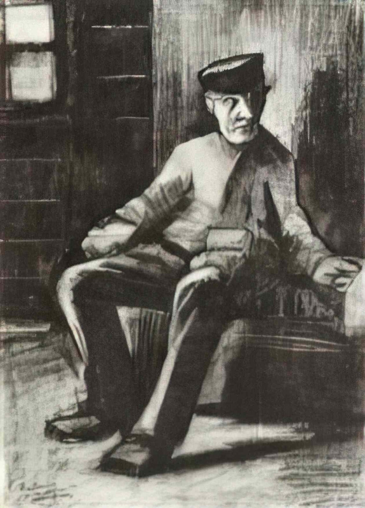 van gogh blind man sitting in interior Art A4 Photo Print