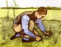 van gogh boy cutting grass with a sickle 1881 Art A4 Photo Print