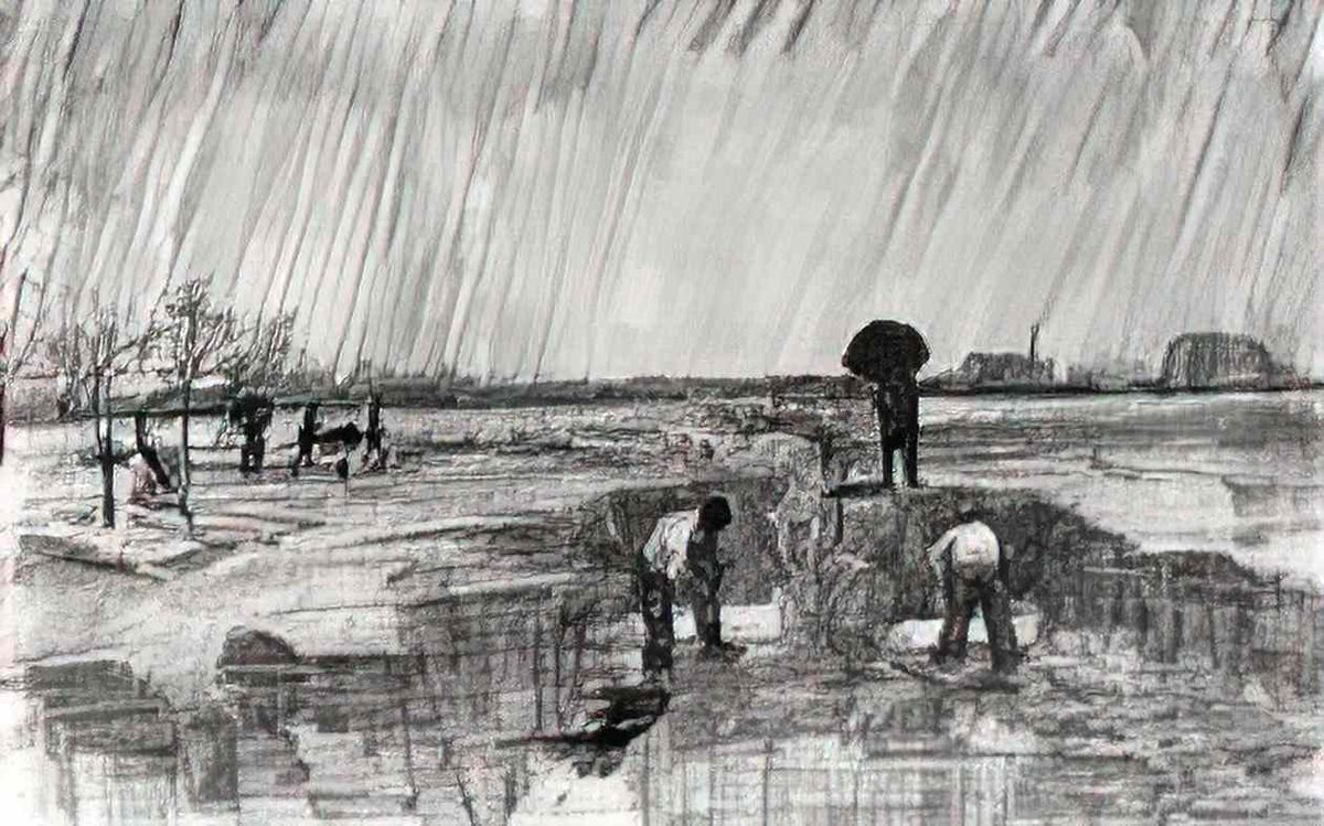 van gogh churchyard in the rain 1883 1 Art A4 Photo Print