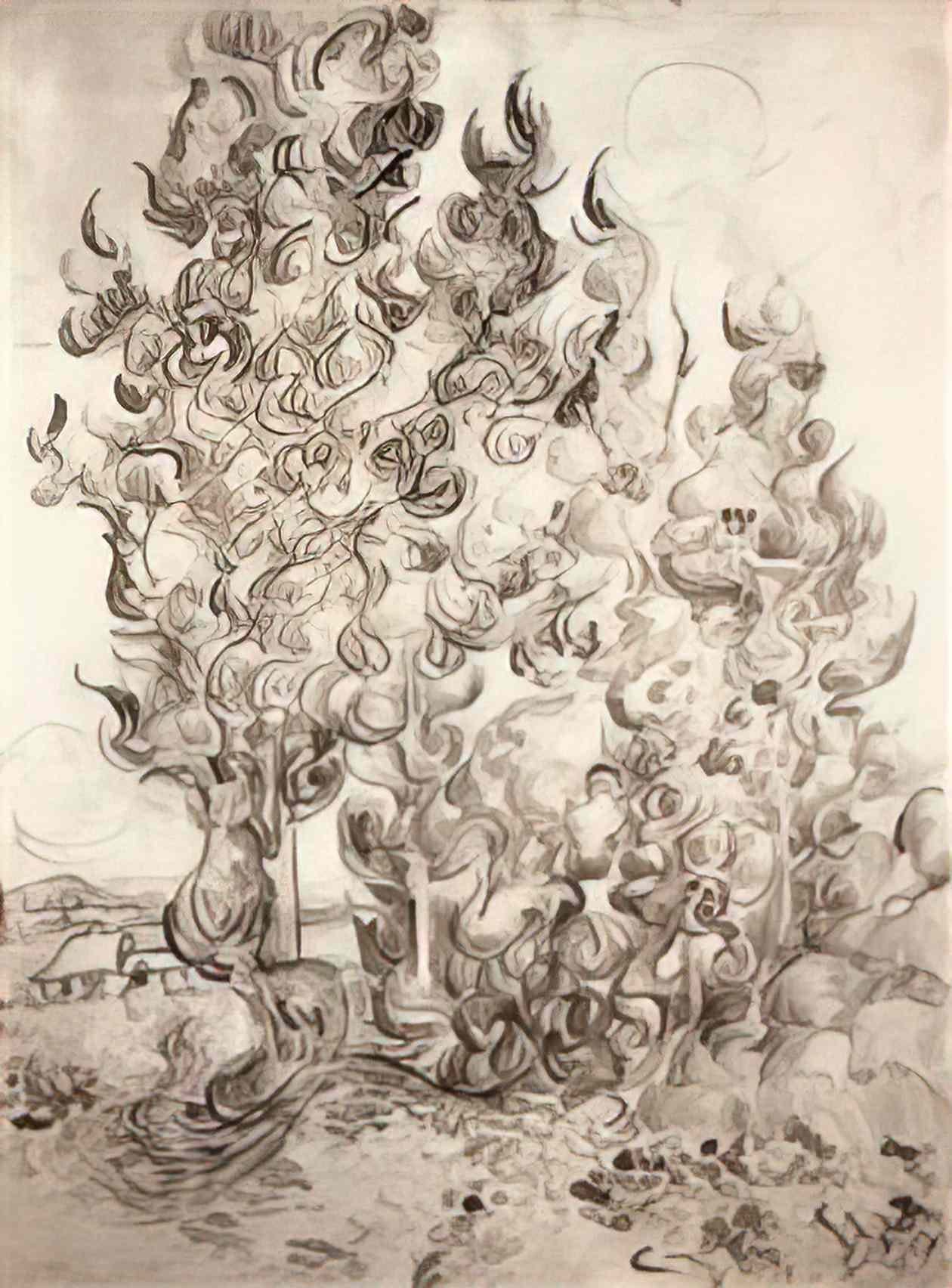 van gogh cypresses 1889 2 Art A4 Photo Print