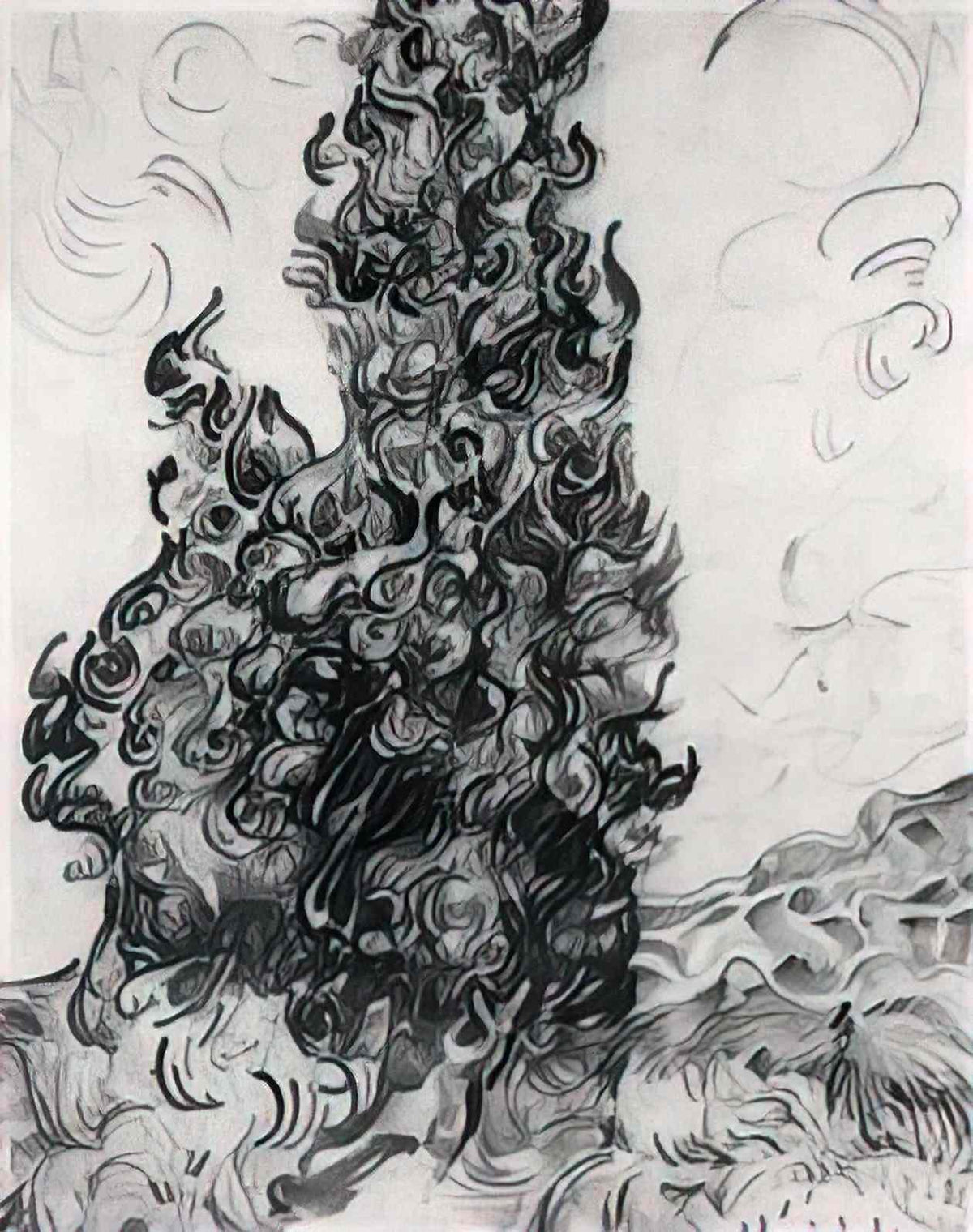 van gogh cypresses 1889 Art A4 Photo Print