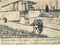 van gogh drawbridge with walking couple 1888 Art A4 Photo Print