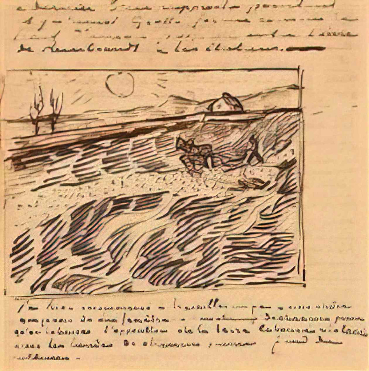 van gogh enclosed field with ploughman 1889 Art A4 Photo Print